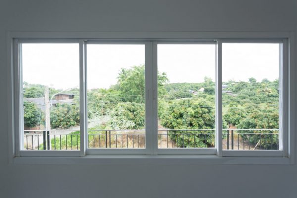glass window sliding on white wall interior house